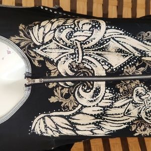 NWT!! LA Bus Stop zip up silver stud and rhinestone